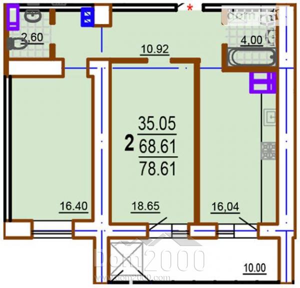 For sale:  2-room apartment in the new building - Шекспира ул., Harkiv city (9920-292) | Dom2000.com