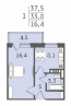 For sale:  1-room apartment in the new building - 32-й микрорайон, 19, Angarsk city (10221-549) | Dom2000.com #72819861