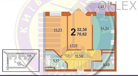For sale:  2-room apartment in the new building - Барбюса Анри ул., Pechersk (6199-552) | Dom2000.com