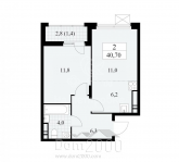 For sale:  2-room apartment in the new building - к35.2.3, Russia (10562-826) | Dom2000.com