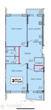 For sale:  3-room apartment - улица Афанасьева, 14, Cheboksary city (10635-874) | Dom2000.com