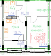 For sale:  1-room apartment in the new building - улица Фридриха Энгельса, 9, Cheboksary city (10635-905) | Dom2000.com