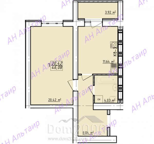 For sale:  1-room apartment in the new building - Елизаветинская ул., Osnovianskyi (9805-973) | Dom2000.com